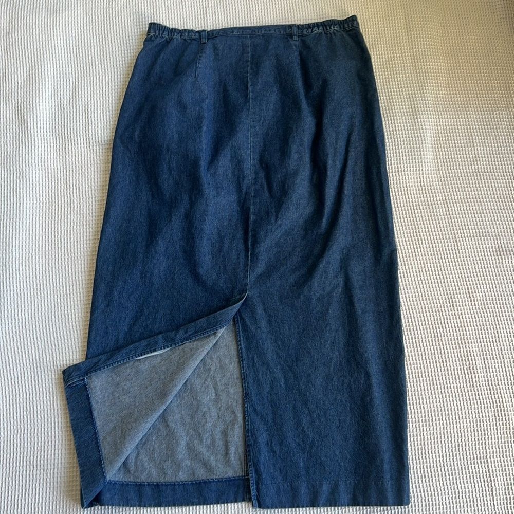 Karen Scott 100% Cotton Women’s Maxi Jean Cowgirl Western Pleated Midi Skirt 12 - Picture 3 of 14
